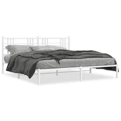 Vidaxl Kovinski posteljni okvir z vzglavjem bel 183x213 cm