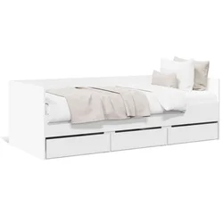 Vidaxl Dnevna postelja s predali brez vzmetnice bela 90x200 cm
