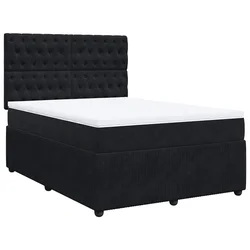 Vidaxl Box spring posteljni z vzmetnico črn 140x190 cm žamet