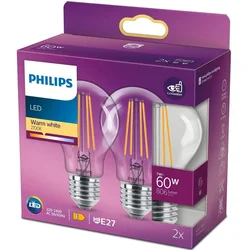 Philips 2 paketa LED E27 Normal 7 W (60 W) prozorna 806 lm