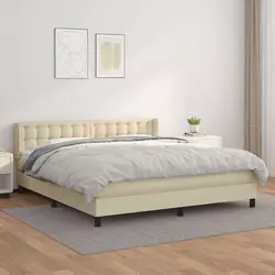 Krevet s oprugama i madracem krem 180x200 cm od umjetne kože