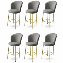 HANAH HOME Set 6 barskih stolica Fora Grey Gold