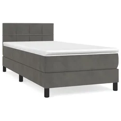 Vidaxl Box spring postelja z vzmetnico temno siva 100x200 cm žamet