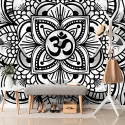 Tapeta Mandala zdravja v črnobeli varianti - 343x231
