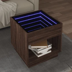 Stolić s beskonačnim LED svjetlima boja hrasta 50x50x50 cm