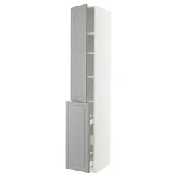METOD / MAXIMERA Vis.elem. s izvl.funk. 3fi/1vr/2pol, bela/Bodbyn siva, 40x60x240 cm