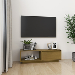 Den TV omarica medeno rjava 110x30x33,5 cm trdna borovina
