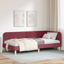 Vidaxl Kotna postelja z vzglavjem Vinorodna rdeča 90 x 200 cm blago