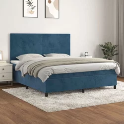 vidaXL Box spring postelja z vzmetnico temno modra 180x200 cm žamet