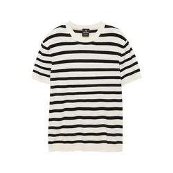 Pull&Bear Pulover črna/bela