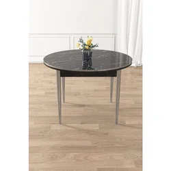 Hanah Home trpezarijski sto Osle, 90 × 90 cm, ploča u dekoru crnog mermera, hromirane noge