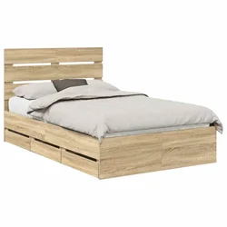 Vidaxl Konstrukcija postelje s predalom Sonoma hrast 120 x 190 cm
