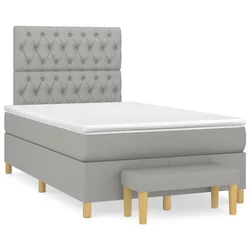 Vidaxl Box spring postelja z vzmetnico svetlo siva 120x190 cm blago