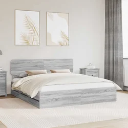 Krevetna konstrukcija s ladicama Sivi Sonoma 200 x 200 cm