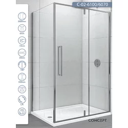 CONCEPT Tuš kabina Absolut, Providno staklo 8mm, Srebrni ram, 100x70x200cm