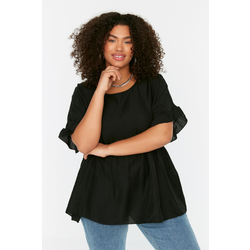 Trendyol Curve Black Knitted Ruffle Blouse