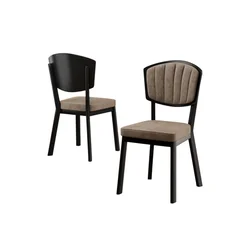 Hanah Home set trpezarijskih stolica Nape 6 kom, kapućino tkanina Babyface, crne metalne noge