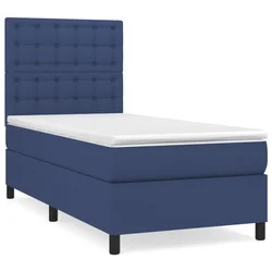 Vidaxl Box spring postelja z vzmetnico modra 100x200 cm blago
