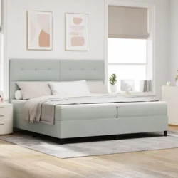 LED Box Spring Krevet Svijetlo siva 200 x 200 cm Baršun