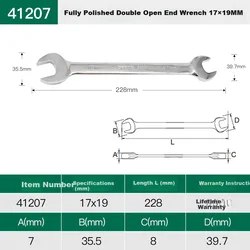 Sata Dvostrani viljuškasti ključ 41207, 17x19mm