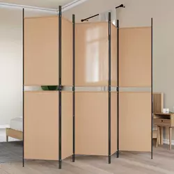 5-Panelni Pregrađivač Bež 250 x 200 cm Tkanina