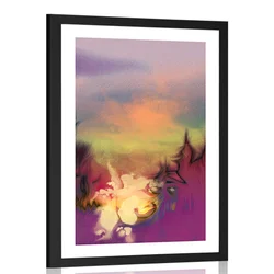 Plakat s paspartujem edinstvena eksplozija barv - 30x45 black