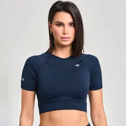 Ella Seamless Crop Top, Dark Navy - XS