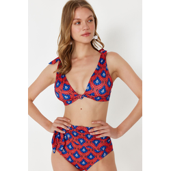 Trendyol Geometric Patterned Bralette Knotted Bikini Top