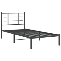 Vidaxl Kovinski posteljni okvir z vzglavjem črn 90x190 cm