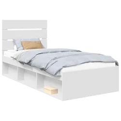 Vidaxl Konstrukcija postelje Bela 75 x 190 cm Masivno borovo les