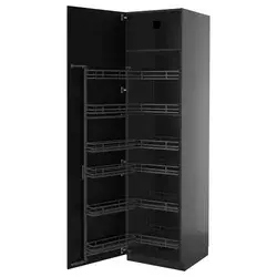METOD Visoki element s izvlačnim fiokama, Crnosiva/Lerhyttan crno bajcovano, 60x60x220 cm