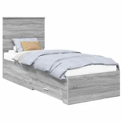 Vidaxl Konstrukcija postelje Siva Sonoma in srebrna 70 x 190 cm