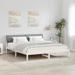Okvir kreveta s uzglavljem Bijela i svijetlosiva 200 x 200 cm