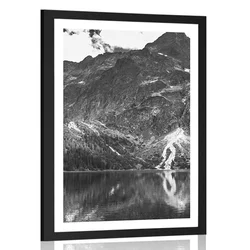 Plakat s paspartujem Morsko oko v Tatrah v črnobeli varianti - 60x90 silver