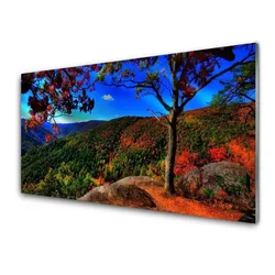 tulup.si Steklena slika Mount forest narava 140x70 cm 4 obešalnika