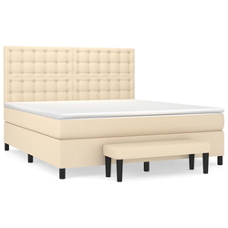 vidaXL vidaXL Box spring postelja z vzmetnico krem 180x200 cm blago, (20894524)