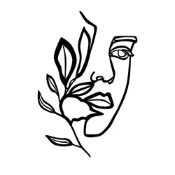 Wallity Zidna dekoracija Woman Face Behind The Branch, 46x56cm, Crna