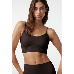 Trendyol Dark Brown Seamless Strappy Knitted Bustier