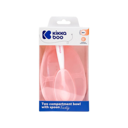 KikkaBoo Činija sa 2 pregrade i kašičicom Tasty Pink (KKB40143)