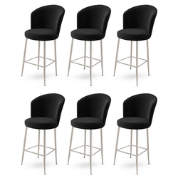 HANAH HOME Set 6 barskih stolica Fora Black Chrome