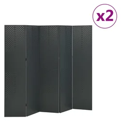 Sobne pregrade s 5 panela 2 kom antracit 200 x 180 cm čelične