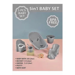 Bl-12019 - Sivi set za kupanje beba (5 komada)