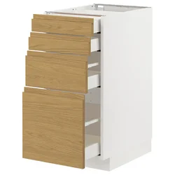 METOD / MAXIMERA Podni element 4 fronta/4 fioke, bela/Voxtorp im. hrastovine, 40x60 cm