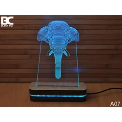 Black Cut 3D Lampa Slon, Svetloplava