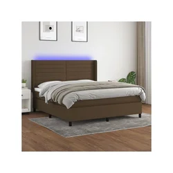 VIDAXL Box spring postelja z vzmetnico LED temno rjava 180x200cm blago