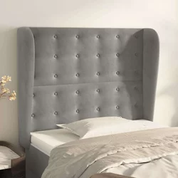 Vidaxl Vzglavje z ušesi svetlo sivo 103x23x118/128 cm žamet