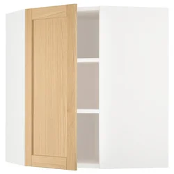 METOD Ugaoni zidni element s policama, bela/Forsbacka hrastovina, 68x80 cm