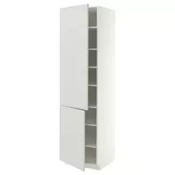 METOD Visoki element s policama/2 vrata, bela/Aspudden svetlosiva, 60x60x220 cm
