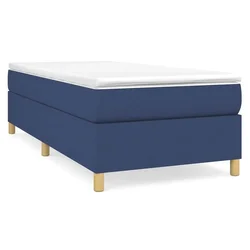 Vidaxl Posteljni okvir z vzmetmi modra 90x190 cm tkanina