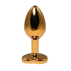 Anal butt plug metal srce Gold S + POKLON kesica
